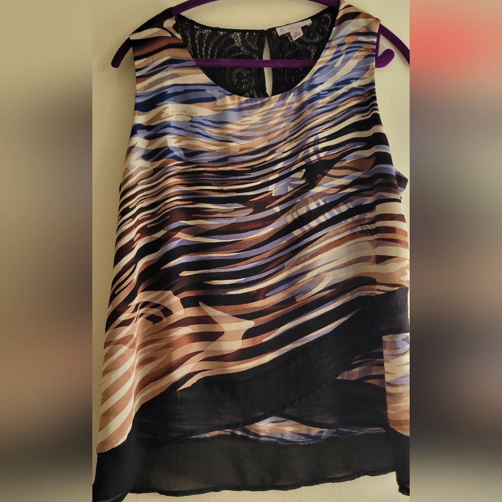 Blue and Earth Tone Stripped Blouse